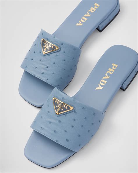 Prada Ostrich Slides 